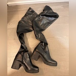 Leather Knee-High Boots